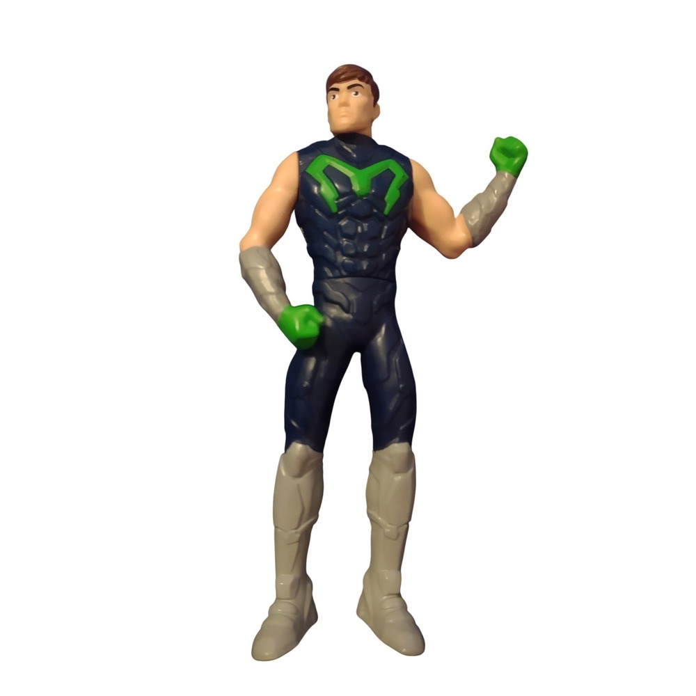Mattel Max Steel Action Figure 2017 Burger King Toy Blue Grey Green Collectible